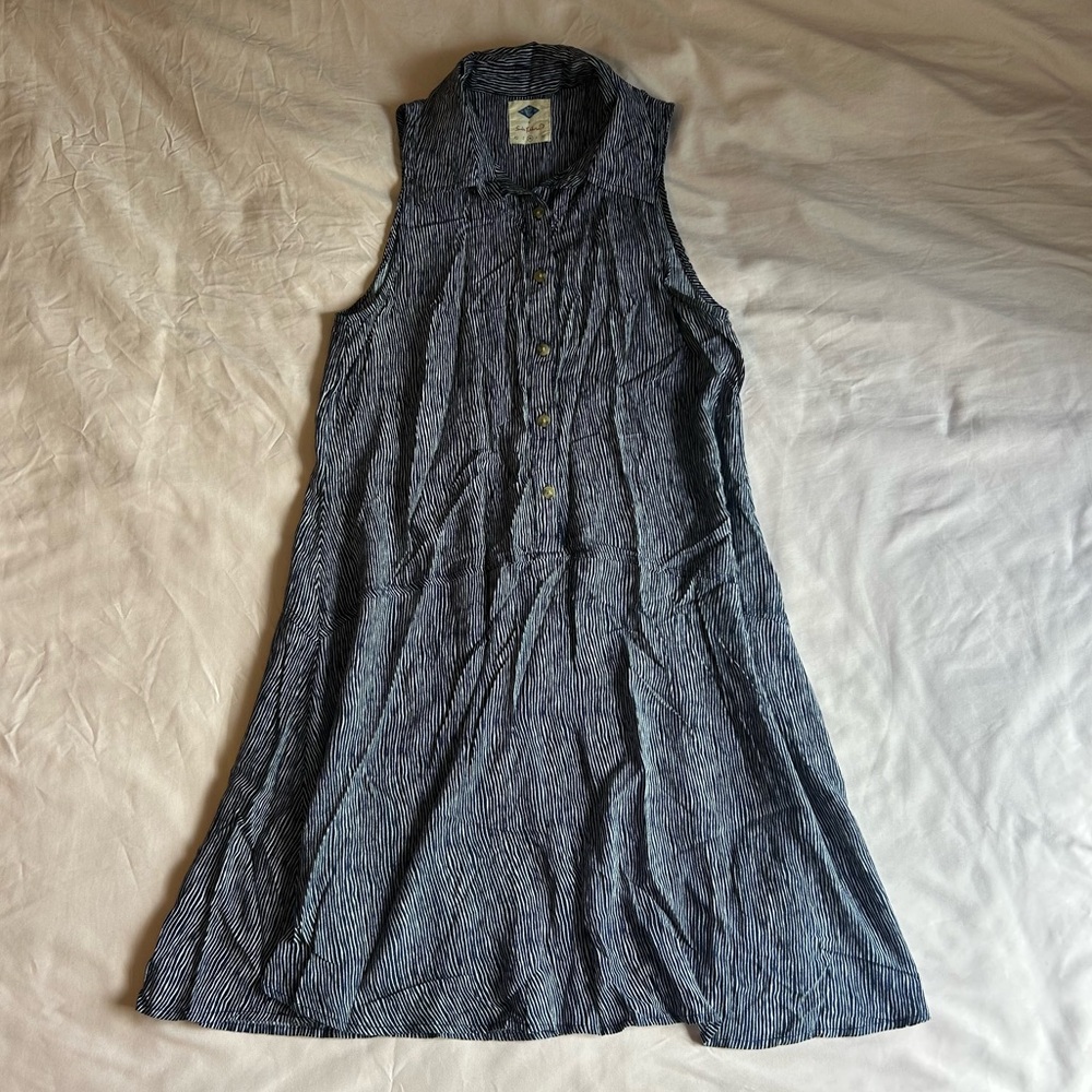 Wild Blue White & Navy Striped Dress – Size Medium